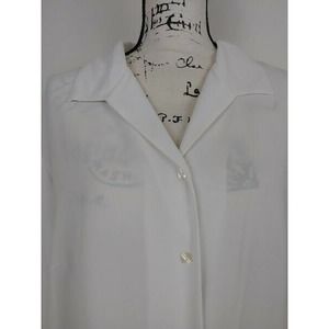 Blouse Femme Covington 3X Blanche à Boutons - Col V, Manches 3/4, Occasion Très Bon état